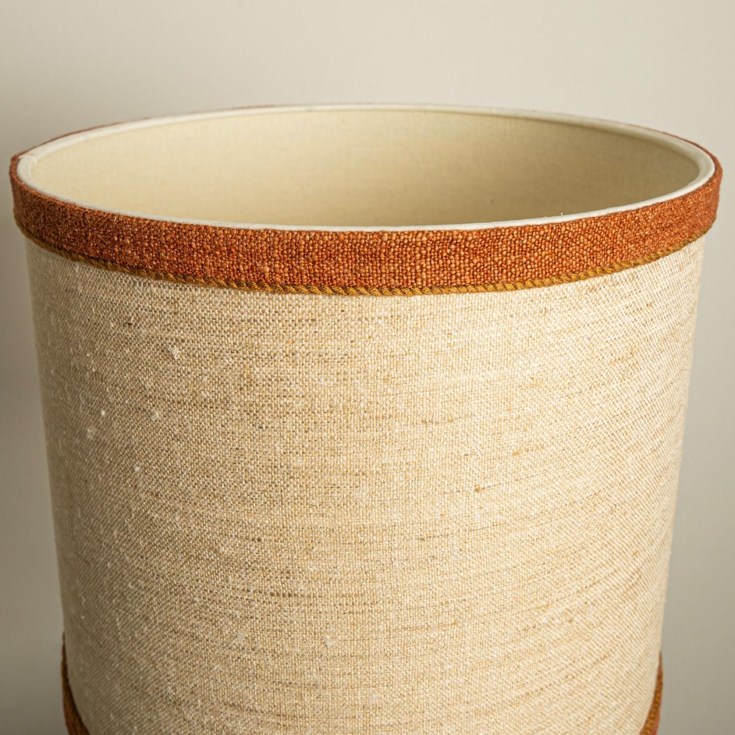 Mid-20th Century B. Rooke Ceramic Table Lamp with Custom Silk Lampshade René Houben, 1960s For Sale