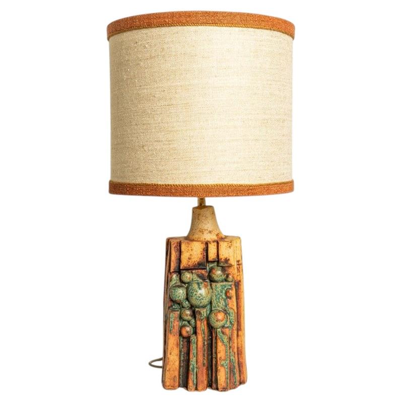 B. Rooke Ceramic Table Lamp with Custom Silk Lampshade René Houben, 1960s