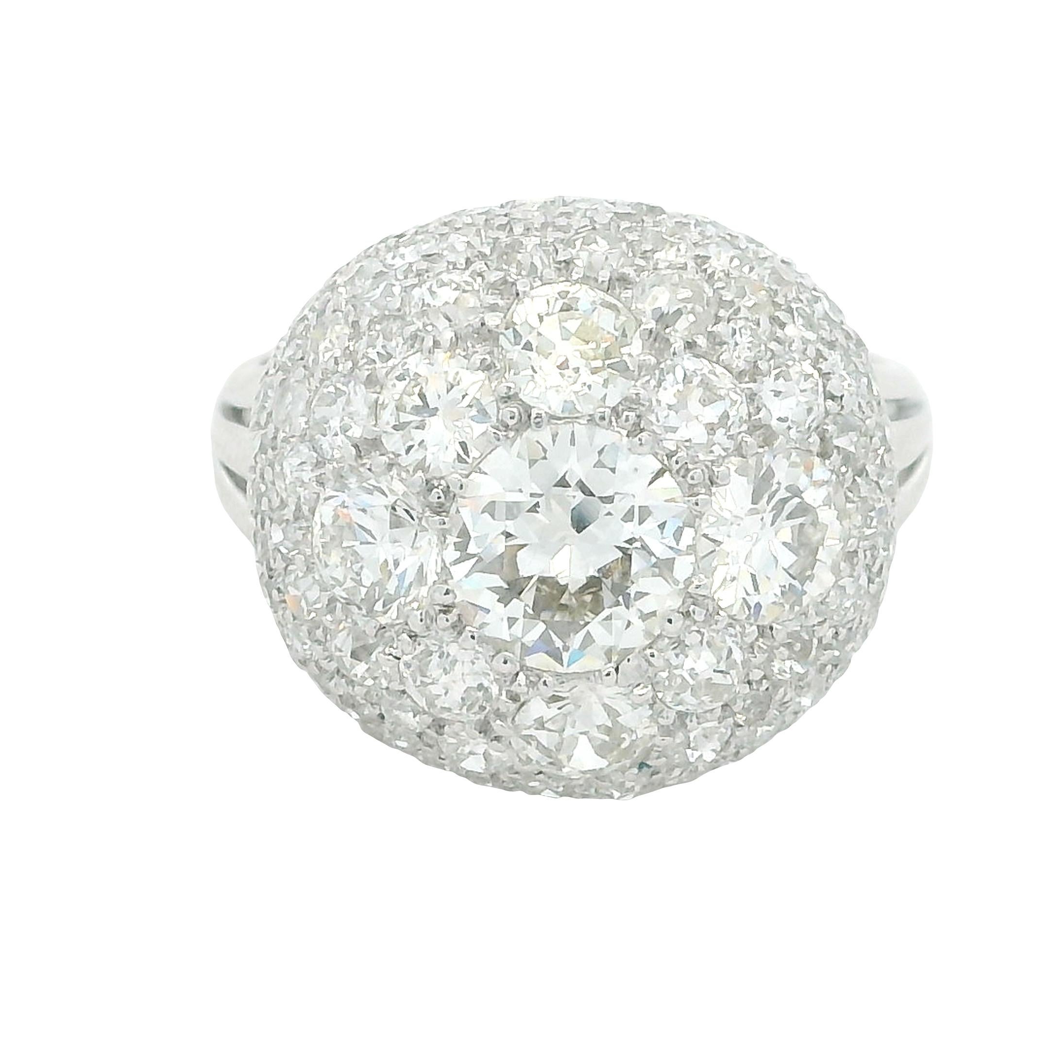 B & Sons Art Deco Platinum IGI Certifed Dimond Ring For Sale 6