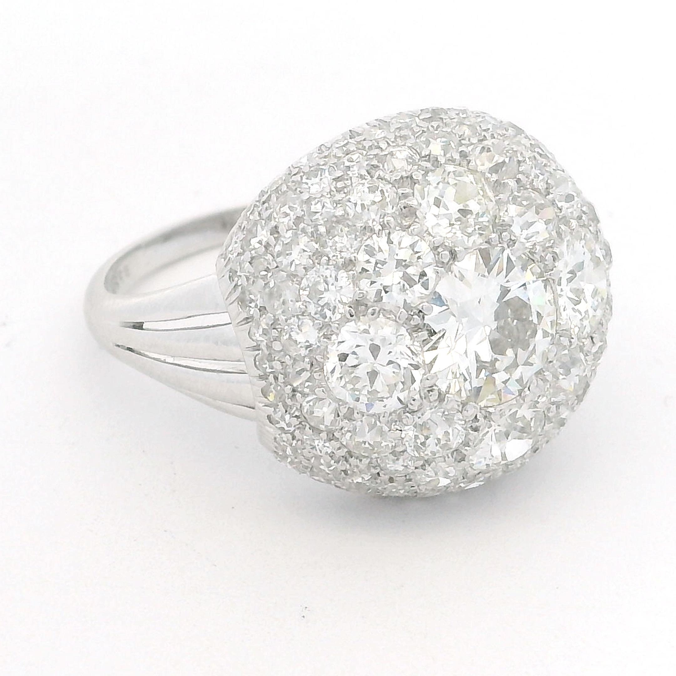 B & Sons Art Deco Platinum IGI Certifed Dimond Ring For Sale 7