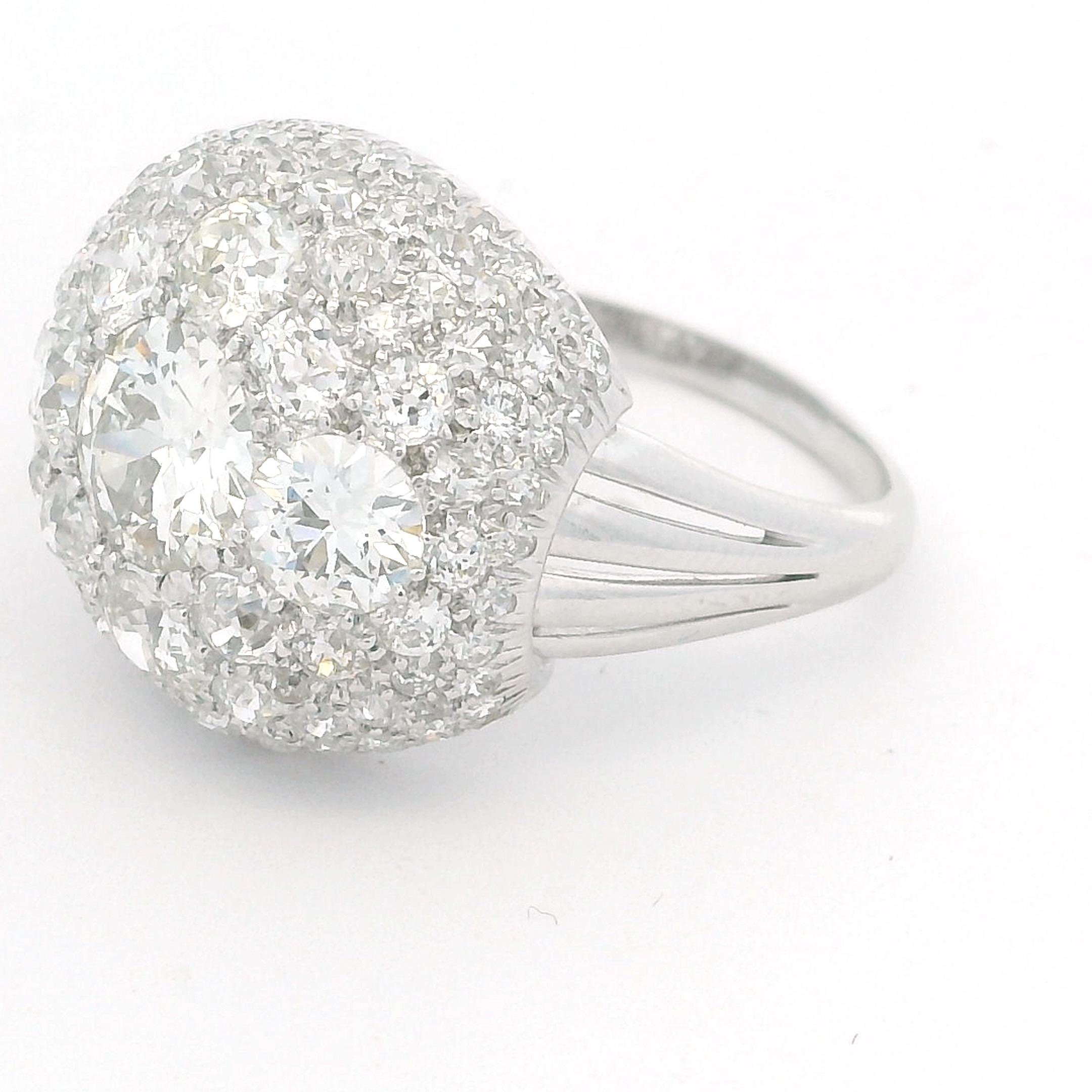 B & Sons Art Deco Platinum IGI Certifed Dimond Ring For Sale 8