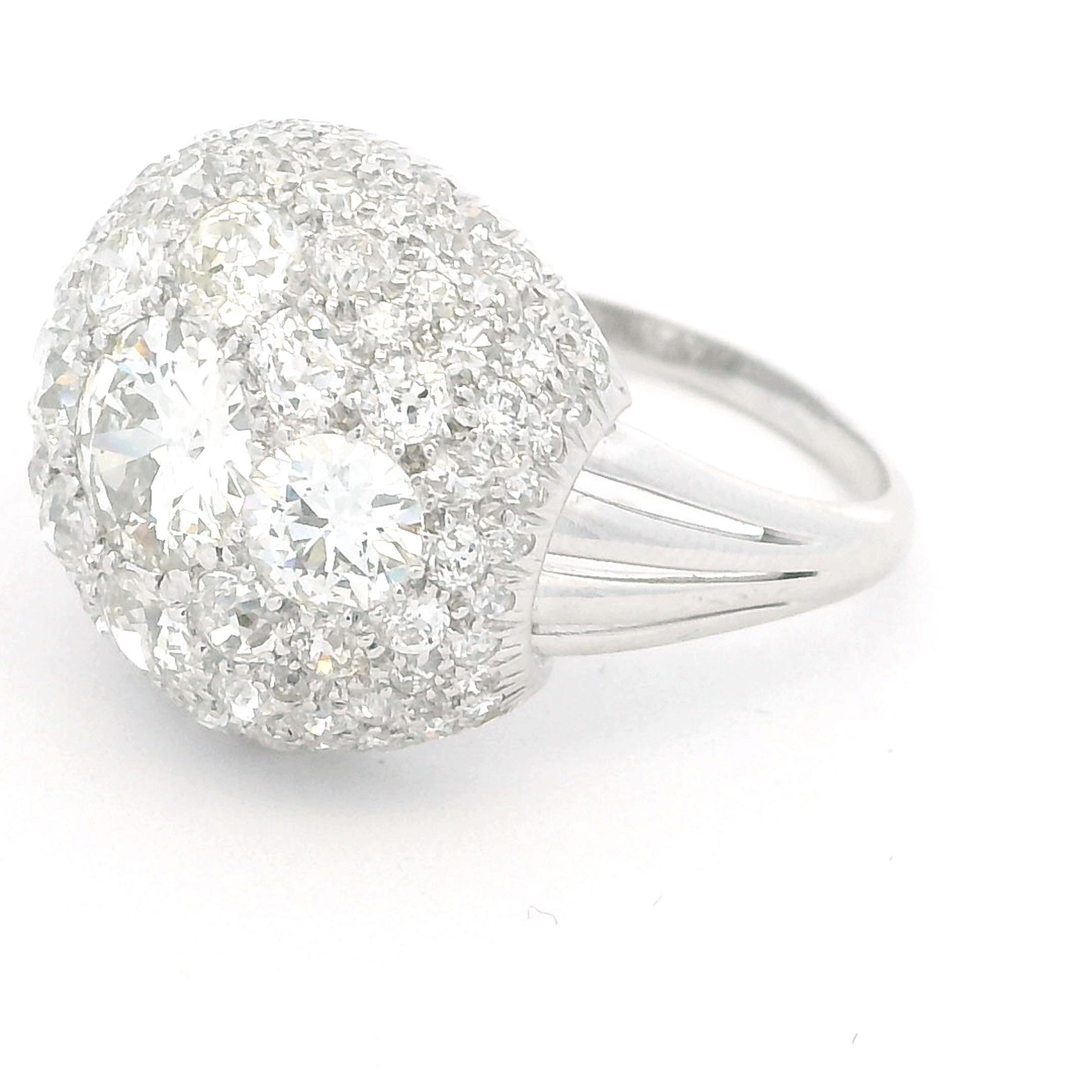 B & Sons Art Deco Platinum IGI Certifed Dimond Ring For Sale 9