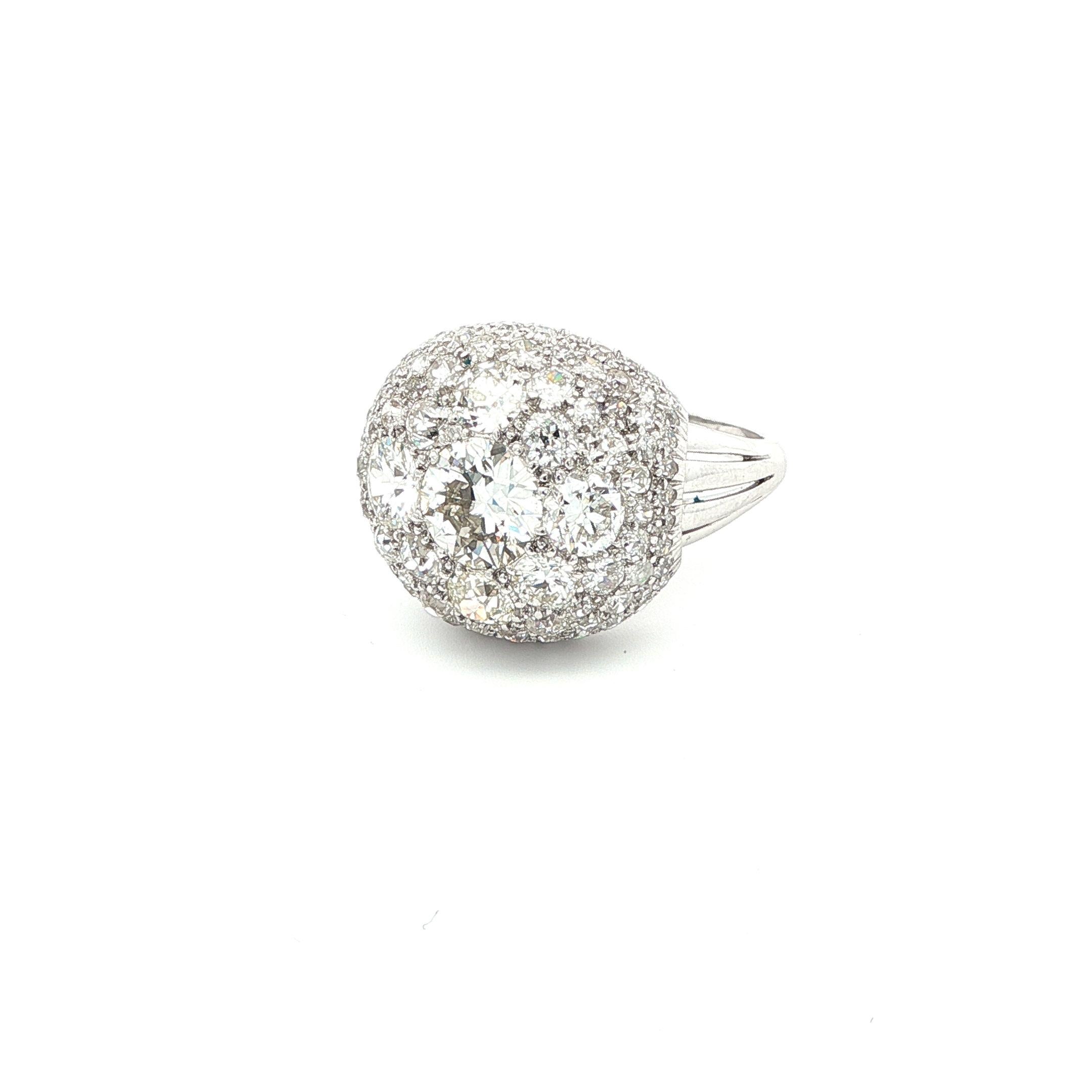 Round Cut B & Sons Art Deco Platinum IGI Certifed Dimond Ring For Sale