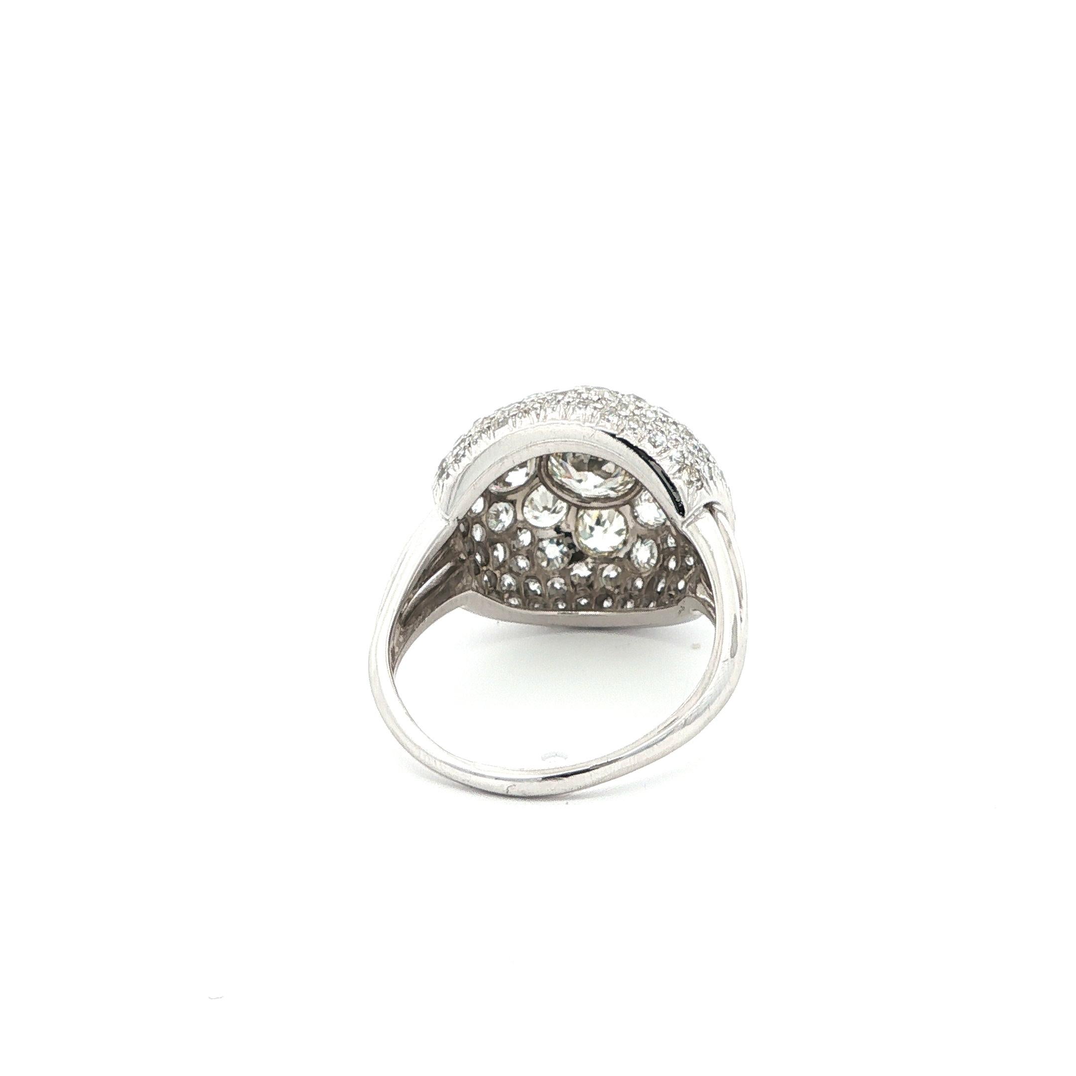 B & Sons Art Deco Platinum IGI Certifed Dimond Ring For Sale 1