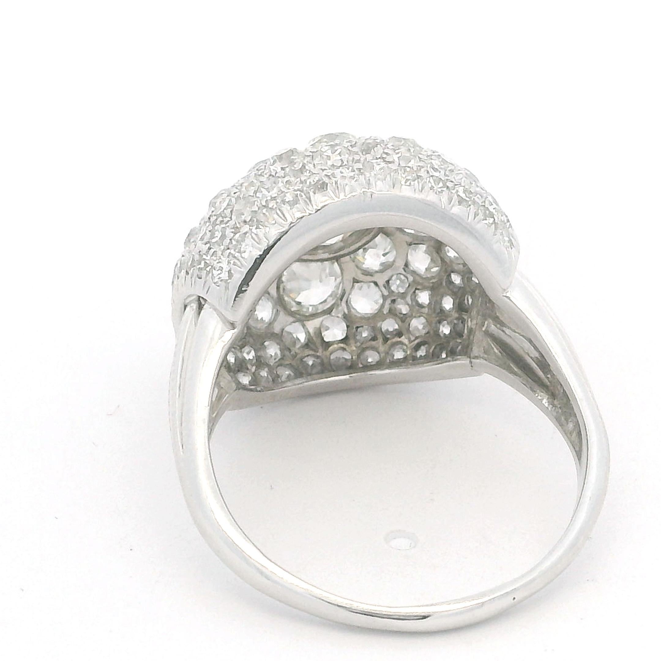 B & Sons Art Deco Platinum IGI Certifed Dimond Ring For Sale 4