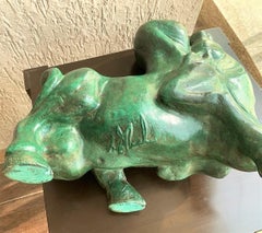 Bull, Bronzeskulptur des modernen indischen Künstlers B. Vithal, auf Lager