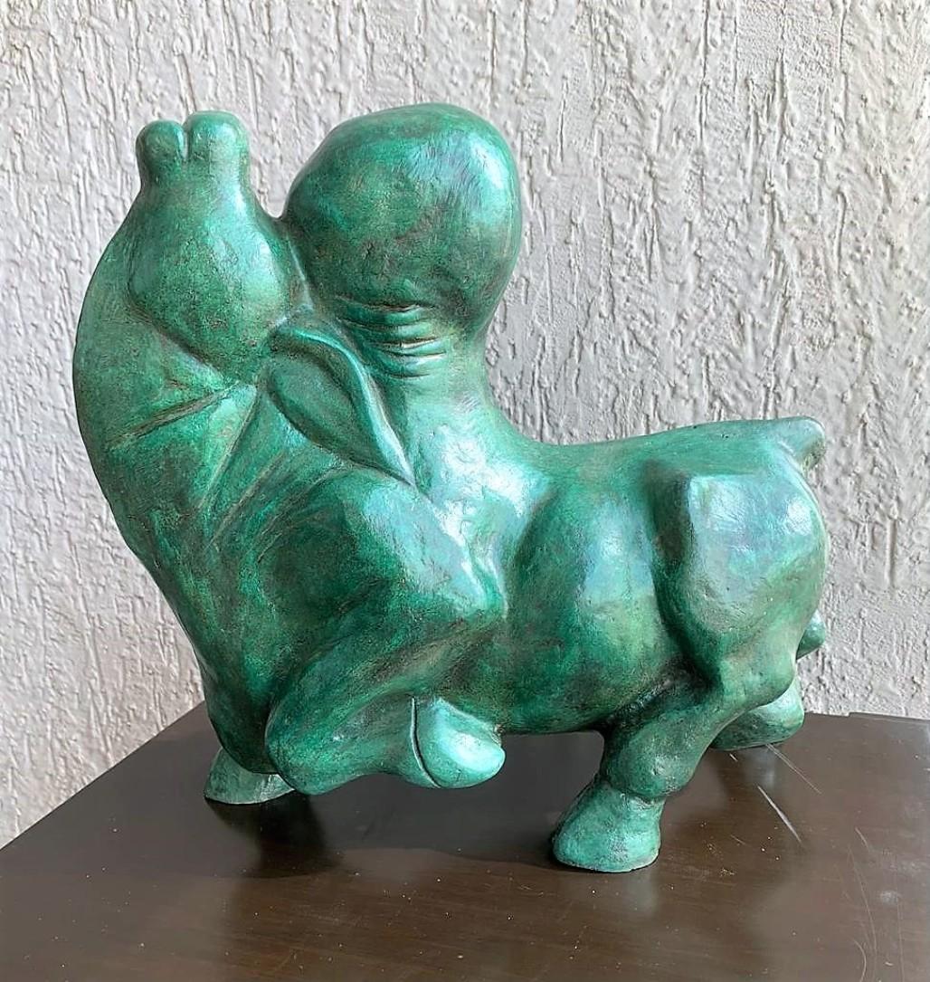 Bull, Bronze Sculpture by Modern Indian Artist B. Vithal 