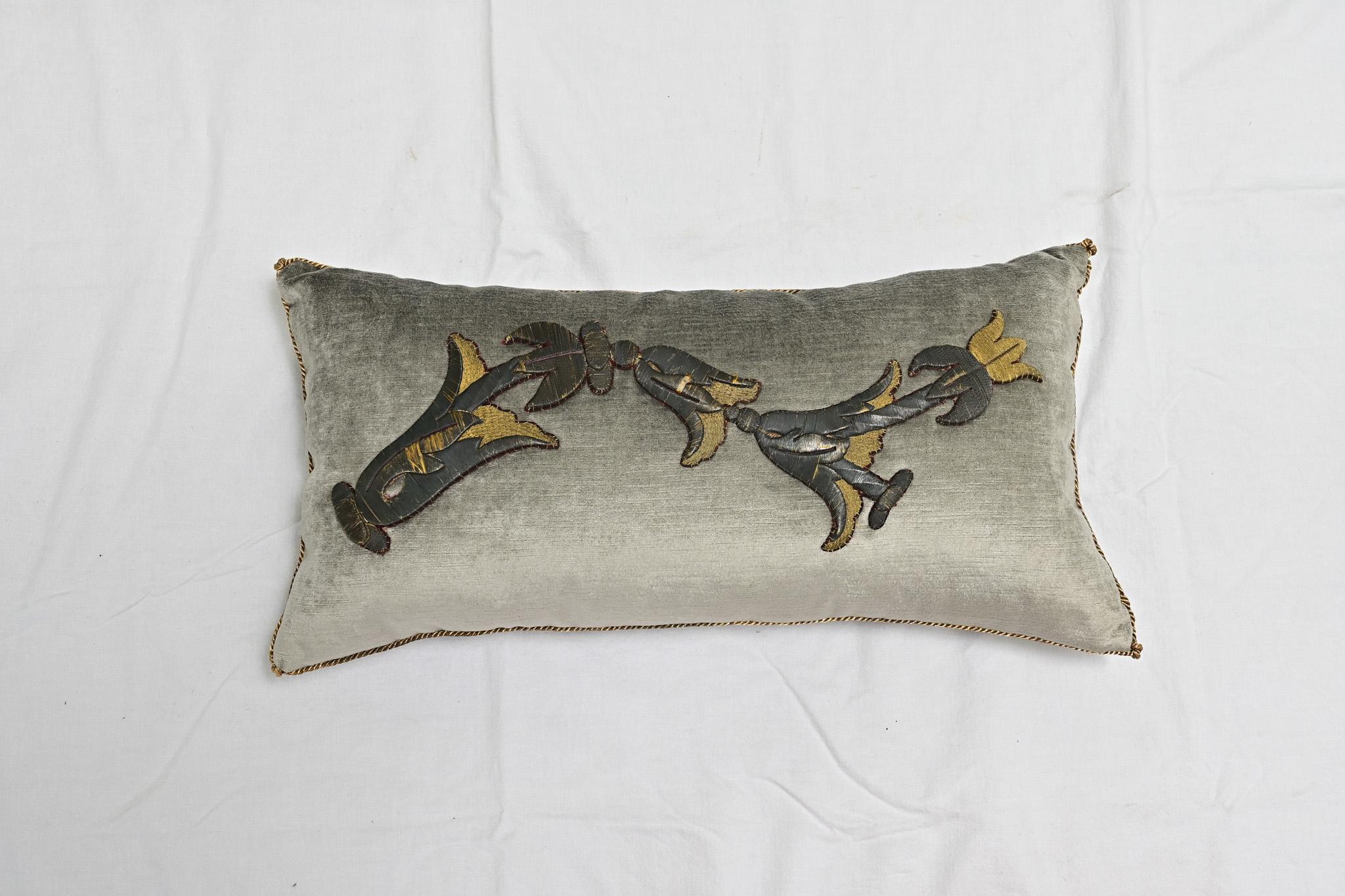 Other B. Viz Raised Antique Embroidery Pillow For Sale