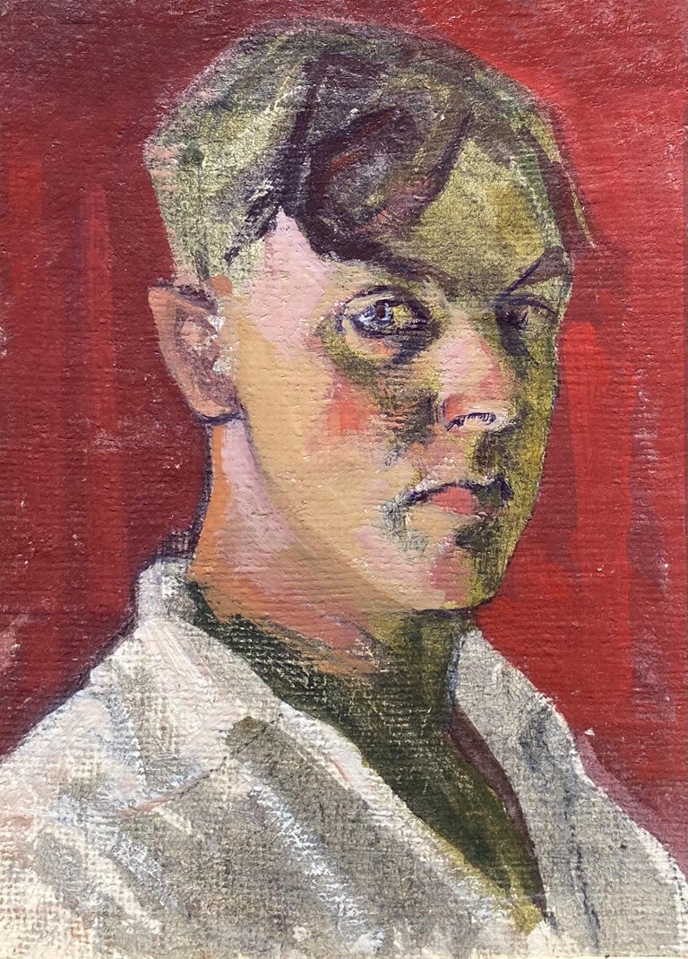 B Ward Portrait Painting - Self Portrait Oil Painting 20th Century