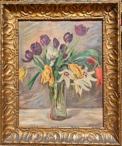 Antique Still Life with Flowers in a Vase 2, Hommage to the Impressionists