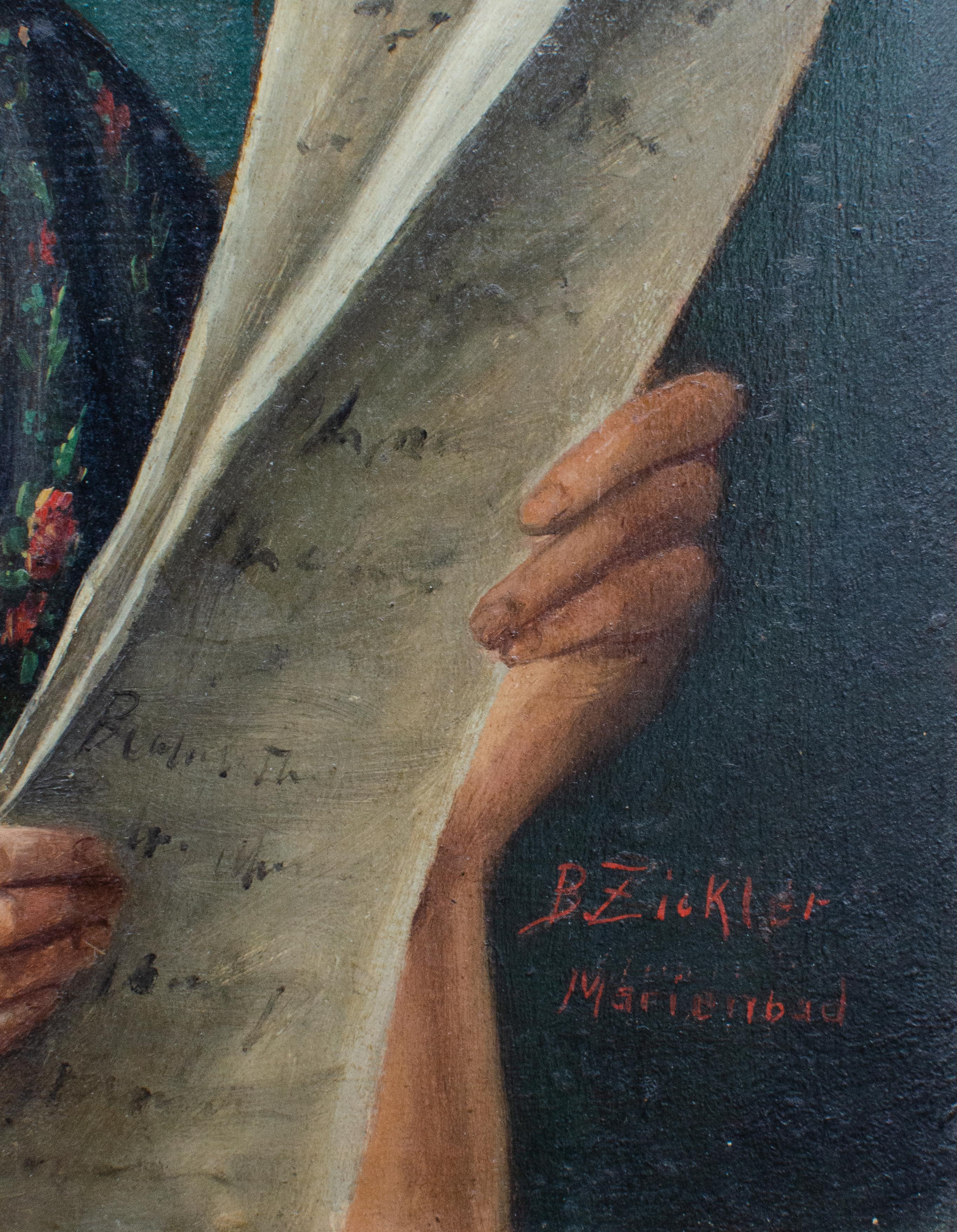 c. 1920s Retrato alemán Firmado B. Zickler en venta 2