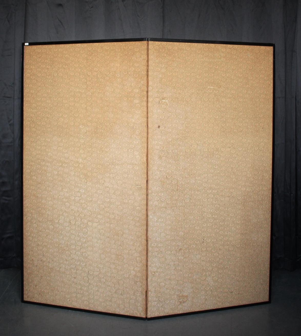 B04 Japanese Antiques 2panels, Heron Folding Screen by Shugo Hotta For Sale 11