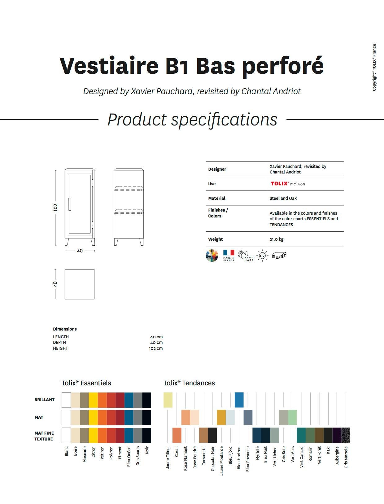 French B1 Perforated Low Locker in Pop Colors by Chantal Andriot and Tolix For Sale