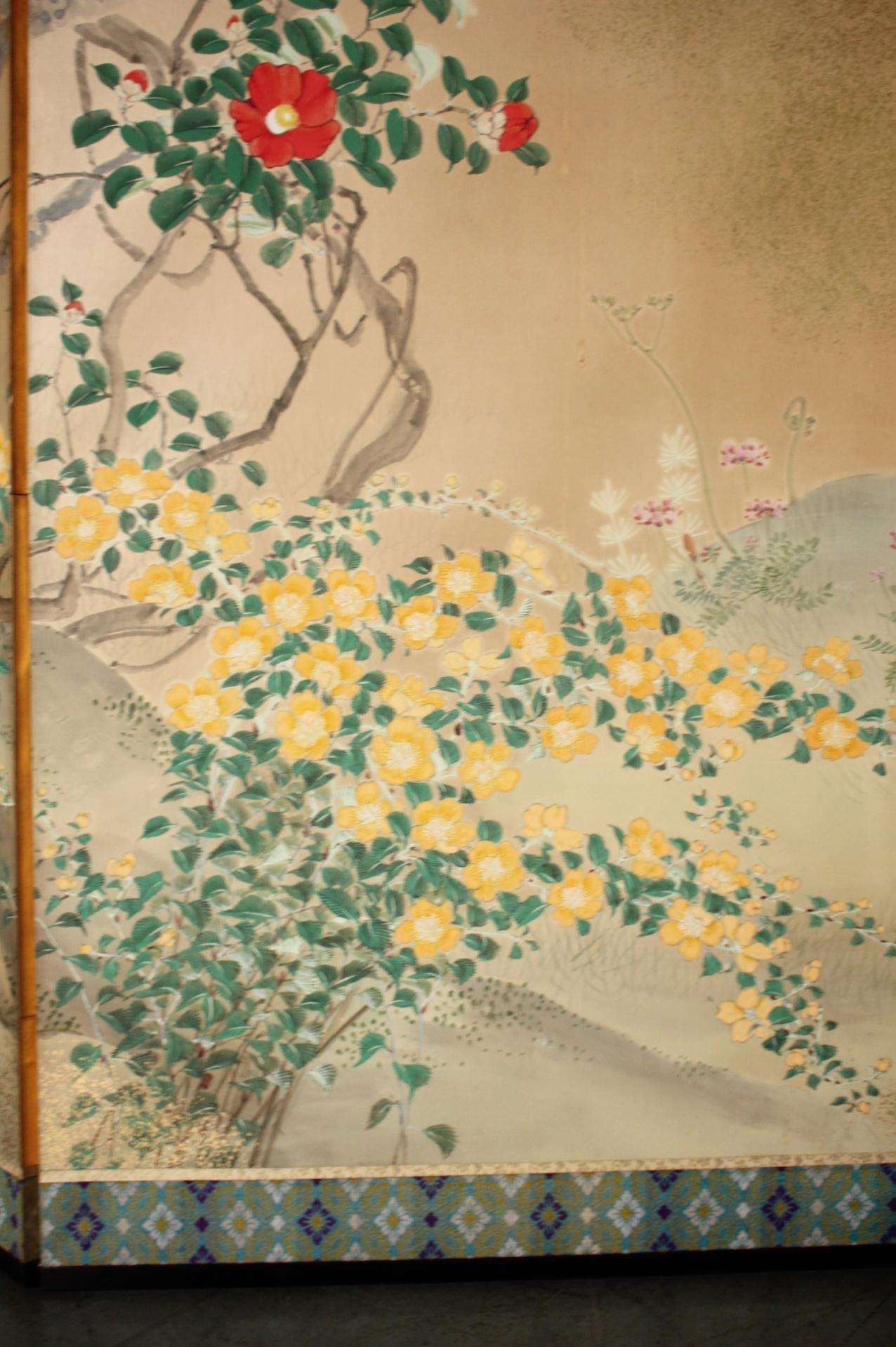 B10 Japanese Antiques 6panels, Paper, folding Screen with Flower ＆ bird painting in vendita 7