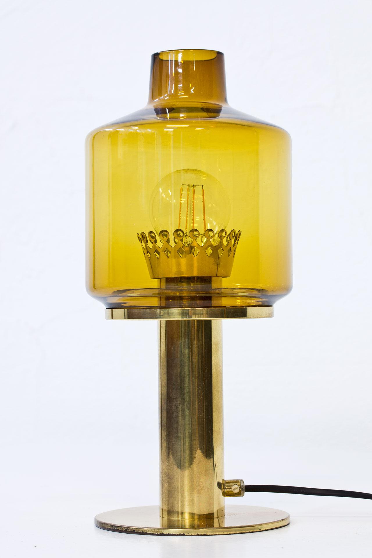 Scandinavian Modern B102 Brass and Glass Table Lamp by Hans-Agne Jakobsson, Sweden, 1960s