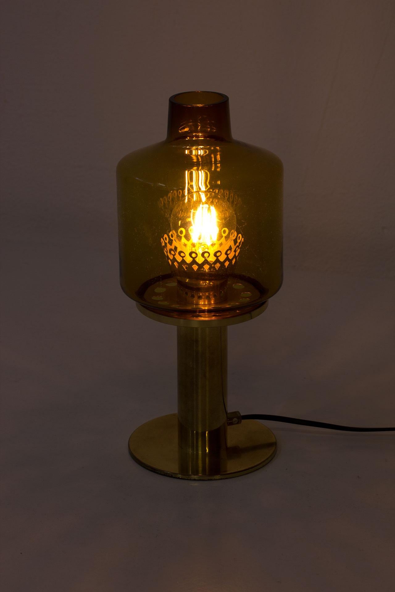 B102 Brass and Glass Table Lamp by Hans-Agne Jakobsson, Sweden, 1960s 2