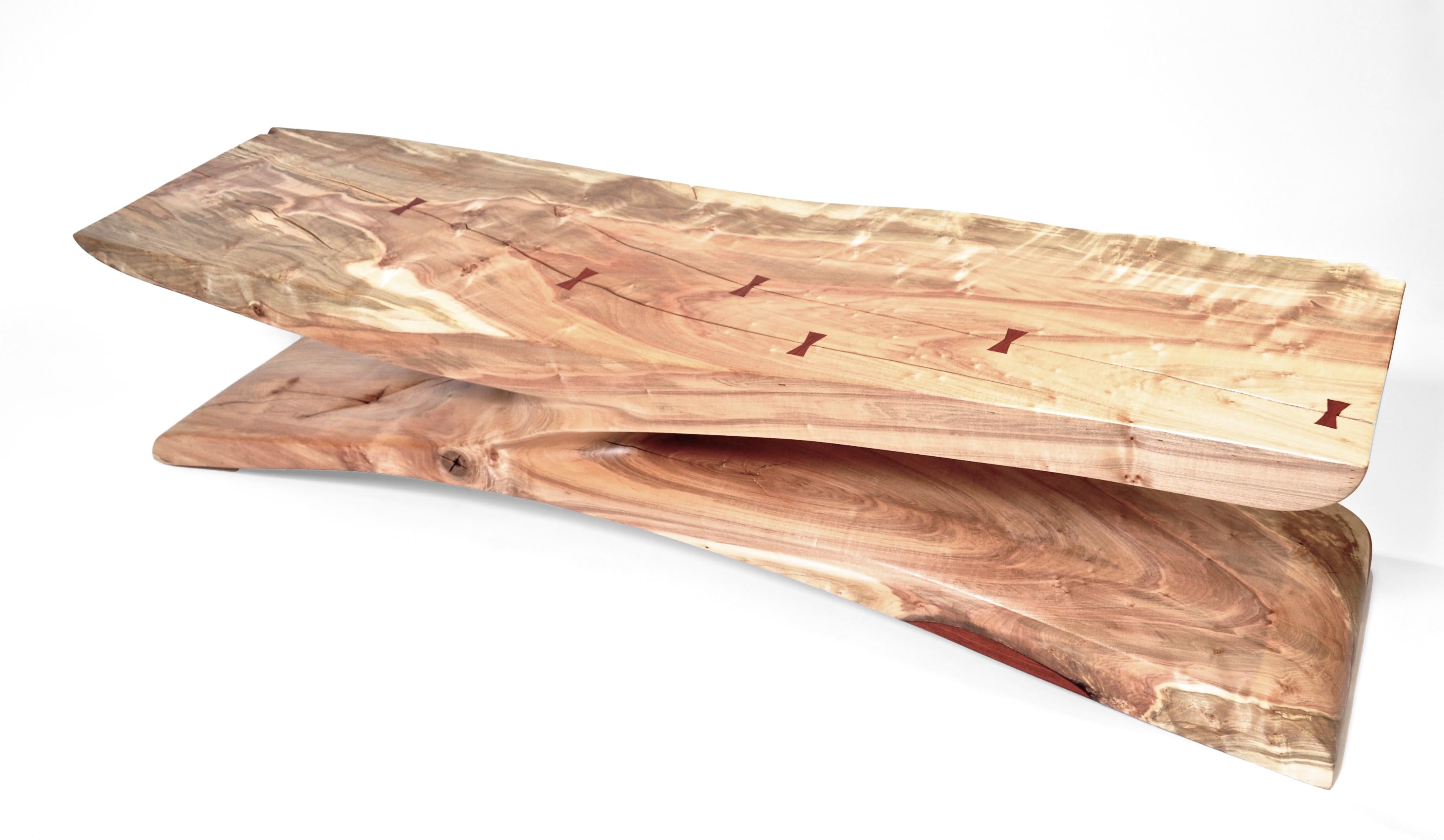 B1065 Bench in Pointed Maple & Padouk Wood by Jörg Pietschmann In New Condition For Sale In Geneve, CH