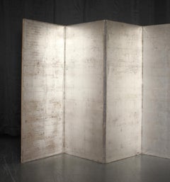 B112 Old Japanese 6panels, Silver Paper, folding Screen, no-rimmed