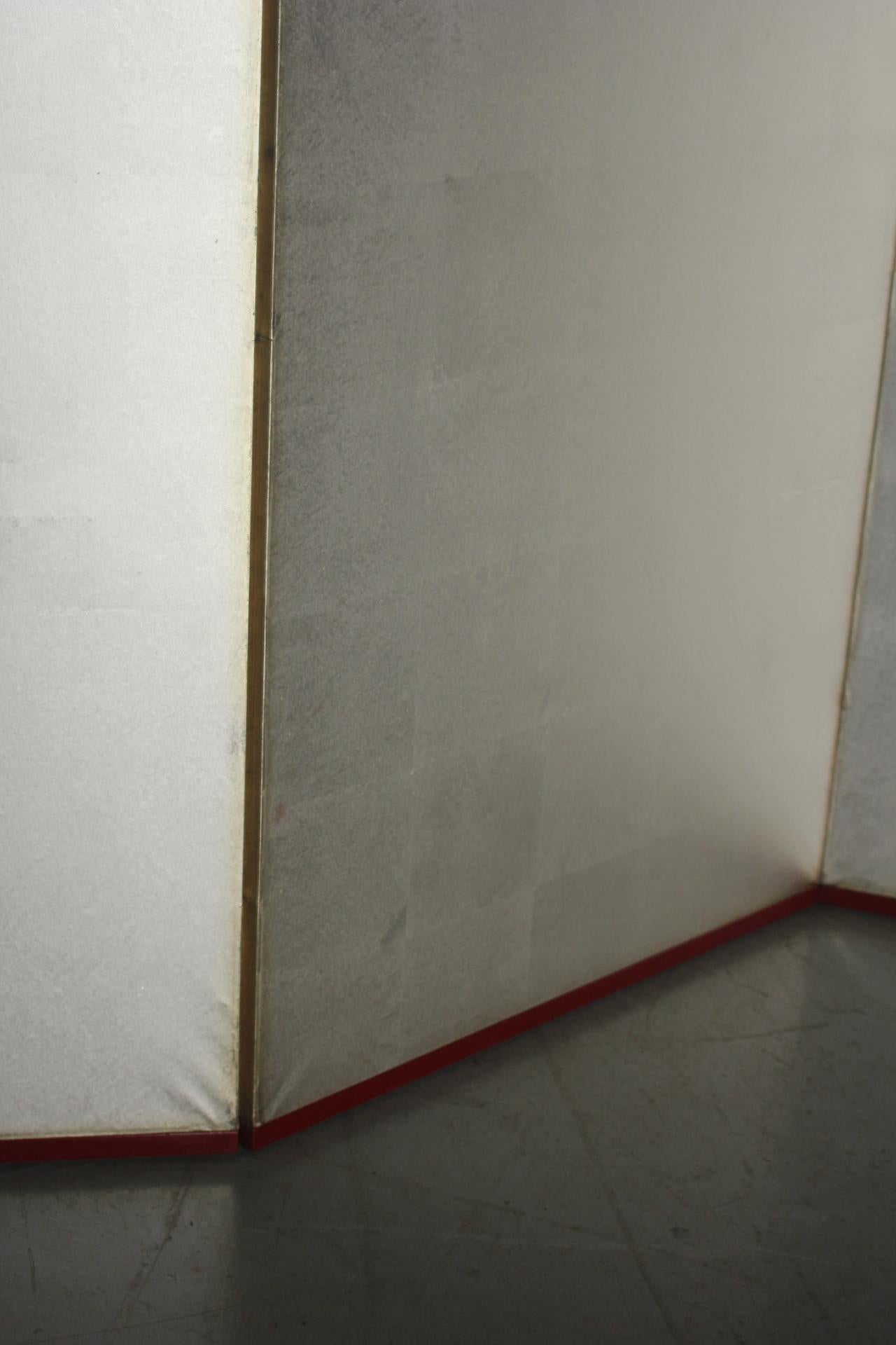 B12 Japanese Antiques 6panels, Silver Paper, folding Screen For Sale 10