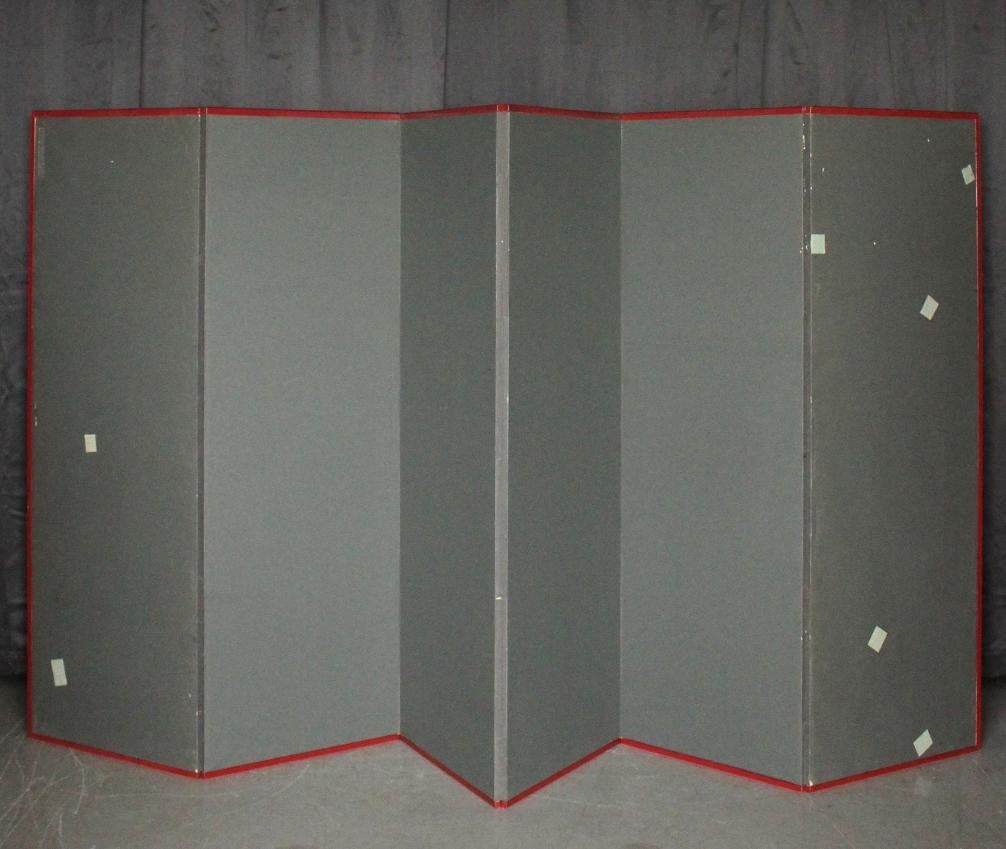 B12 Japanese Antiques 6panels, Silver Paper, folding Screen For Sale 11