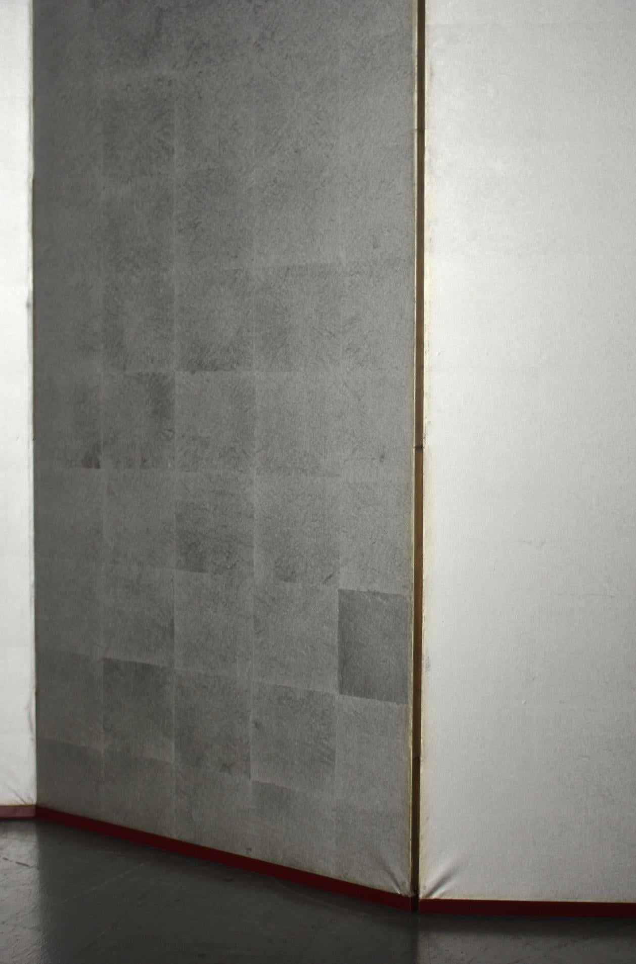 B12 Japanese Antiques 6panels, Silver Paper, folding Screen For Sale 4