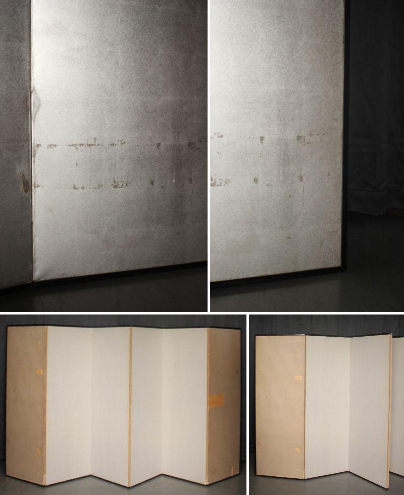 B15 Japanese Antiques 6panels, Silver Paper, folding Screen For Sale 14