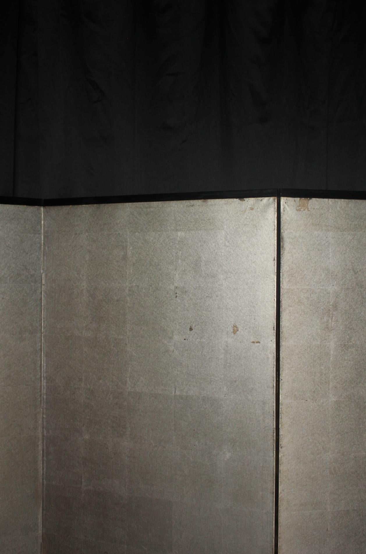 20th Century B15 Japanese Antiques 6panels, Silver Paper, folding Screen For Sale