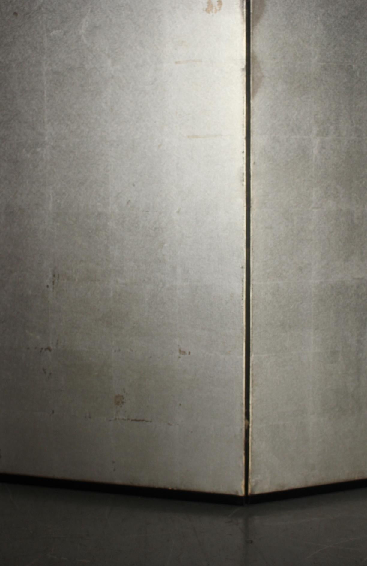 B15 Japanese Antiques 6panels, Silver Paper, folding Screen For Sale 3