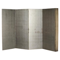 B15 Japanese Antiques 6panels, Silver Paper, folding Screen