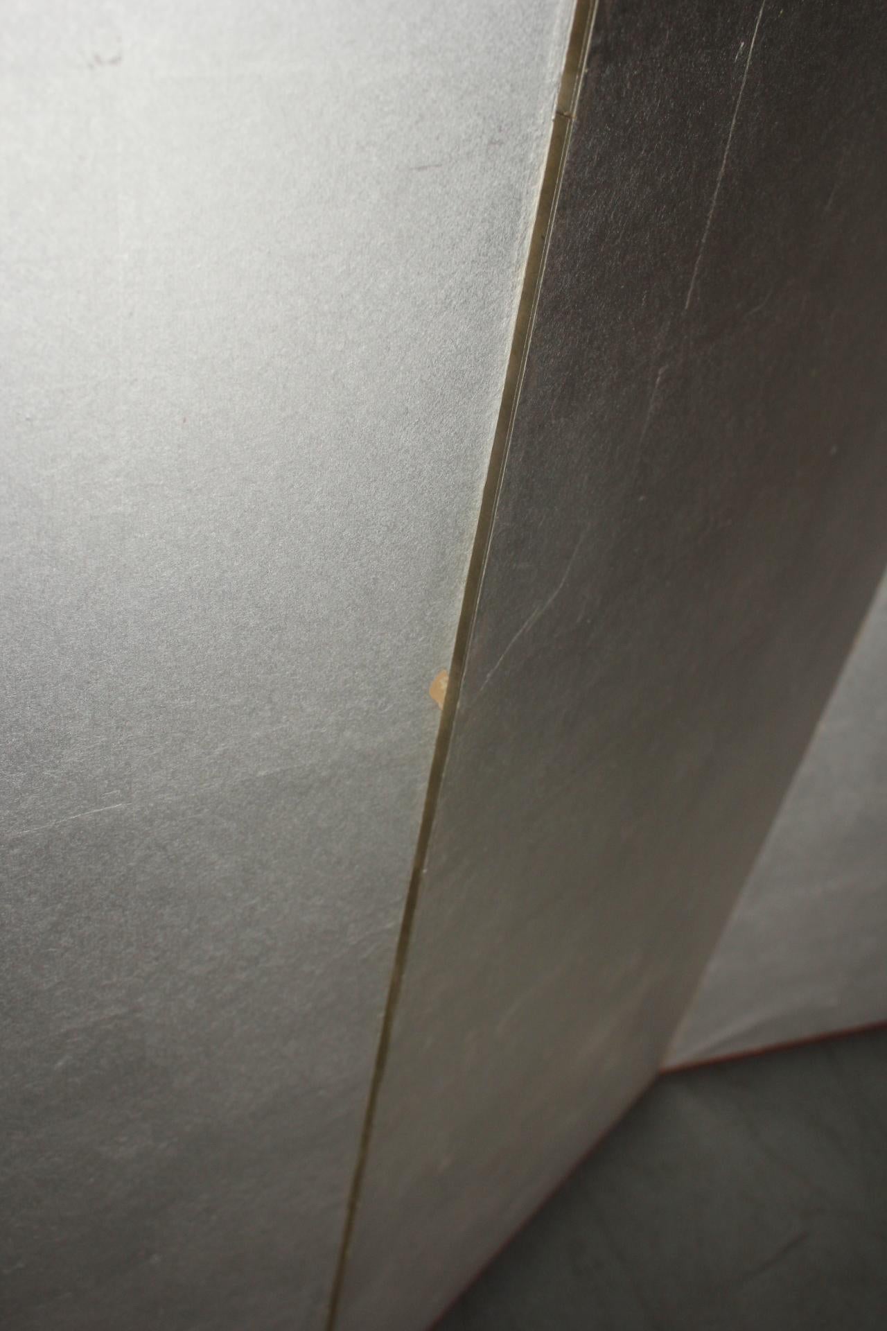 B16 Japanese Antiques 6panels, Silver Paper, folding Screen checkered pattern in vendita 8