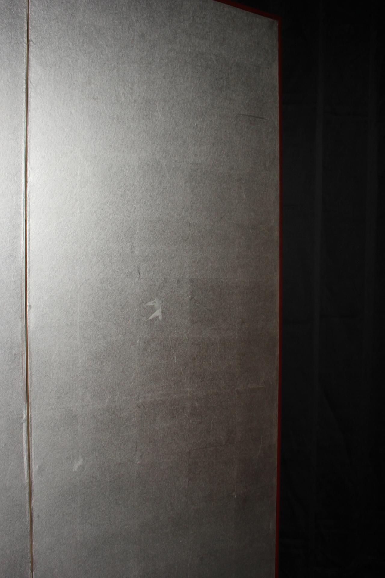 B16 Japanese Antiques 6panels, Silver Paper, folding Screen checkered pattern in vendita 10