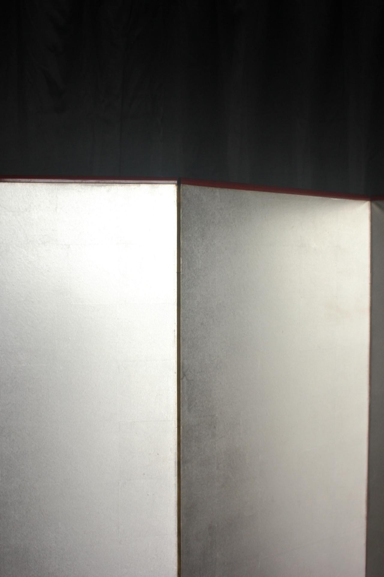B16 Japanese Antiques 6panels, Silver Paper, folding Screen checkered pattern In condizioni buone in vendita a Niiza, JP