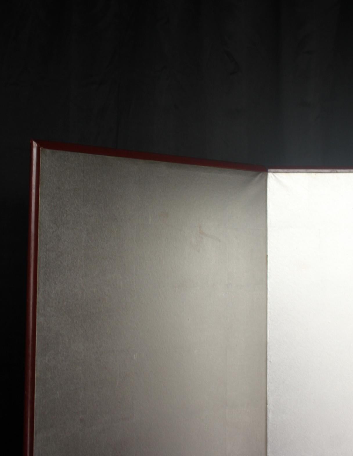 Carta B16 Japanese Antiques 6panels, Silver Paper, folding Screen checkered pattern in vendita