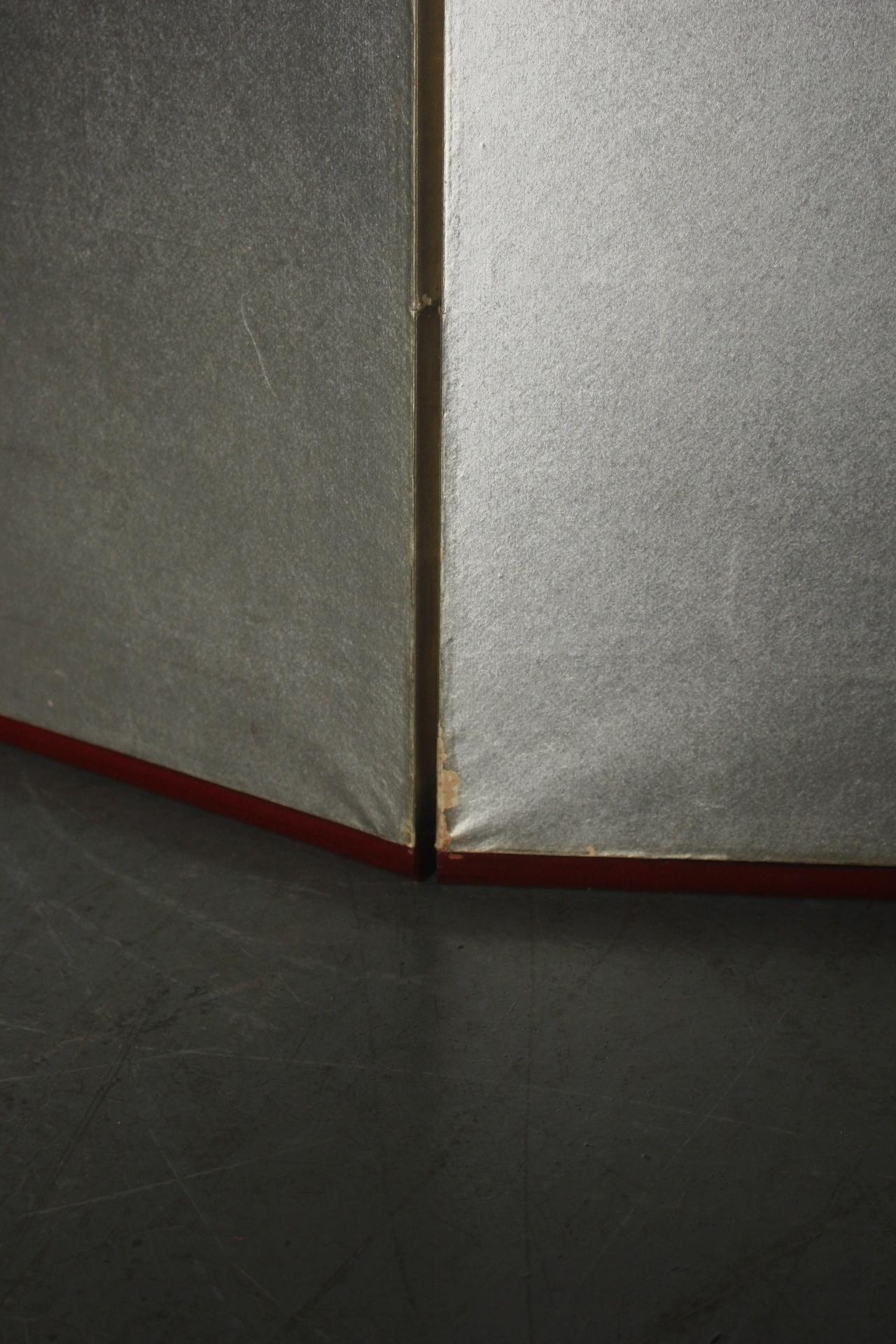 B16 Japanese Antiques 6panels, Silver Paper, folding Screen checkered pattern in vendita 3