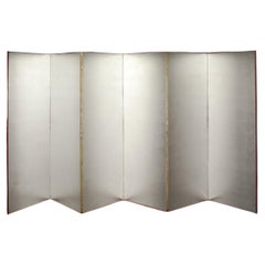 B16 Japanese Antiques 6panels, Silver Paper, folding Screen checkered pattern