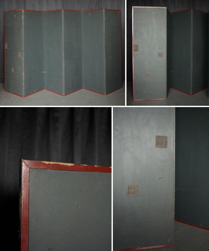 B2 Japanese Antiques Kano School, 6panel folding screen, Pine Tree and Pheasant For Sale 11