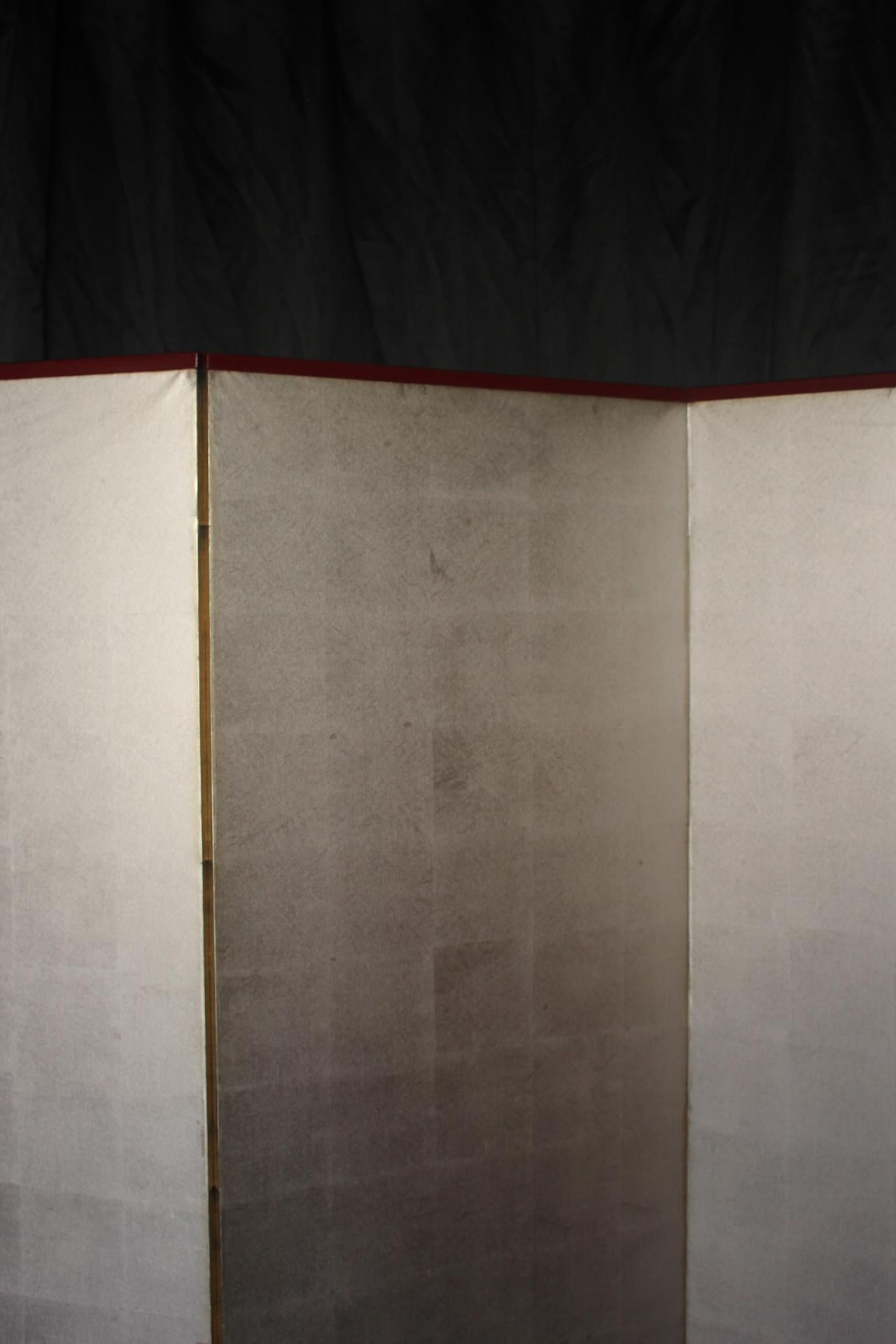 B20 Japanese Antiques 6panels, Silver Paper, folding Screen For Sale 6