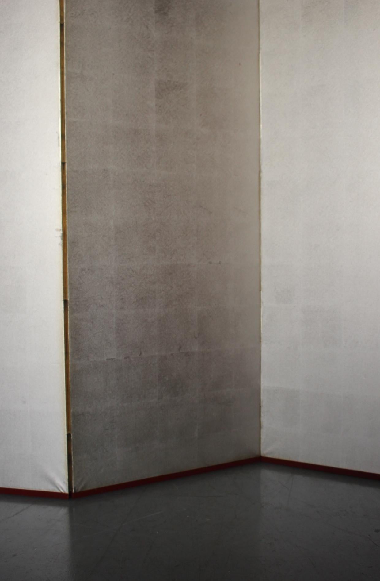 B20 Japanese Antiques 6panels, Silver Paper, folding Screen For Sale 7