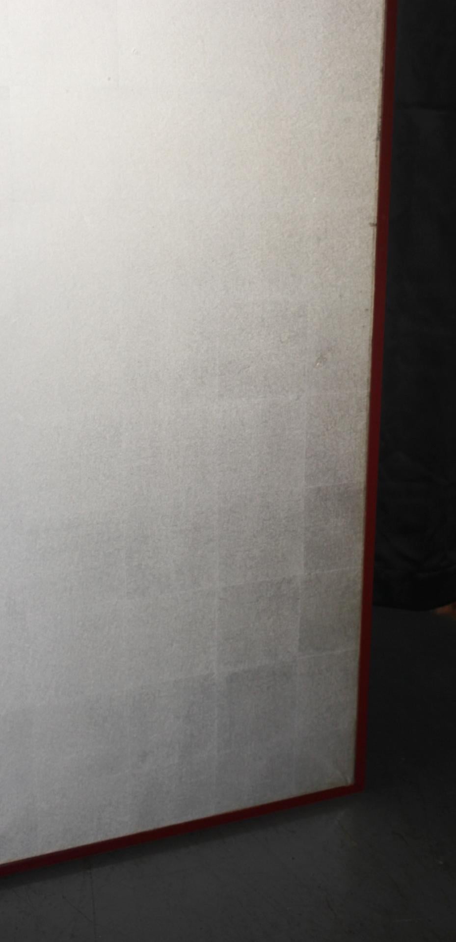 B20 Japanese Antiques 6panels, Silver Paper, folding Screen For Sale 10