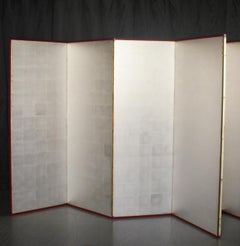 B20 Japanese Antiques 6panels, Silver Paper, folding Screen