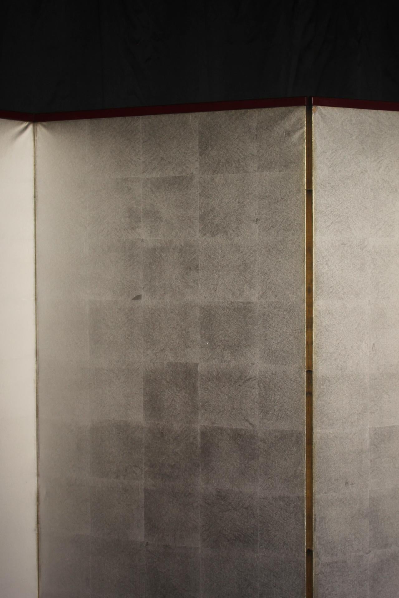 B20 Japanese Antiques 6panels, Silver Paper, folding Screen For Sale 2