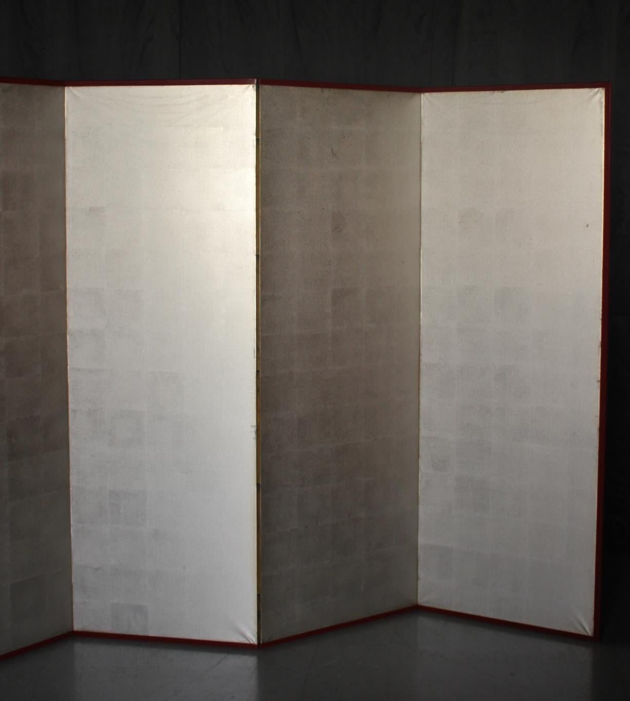 B20 Japanese Antiques 6panels, Silver Paper, folding Screen For Sale 5