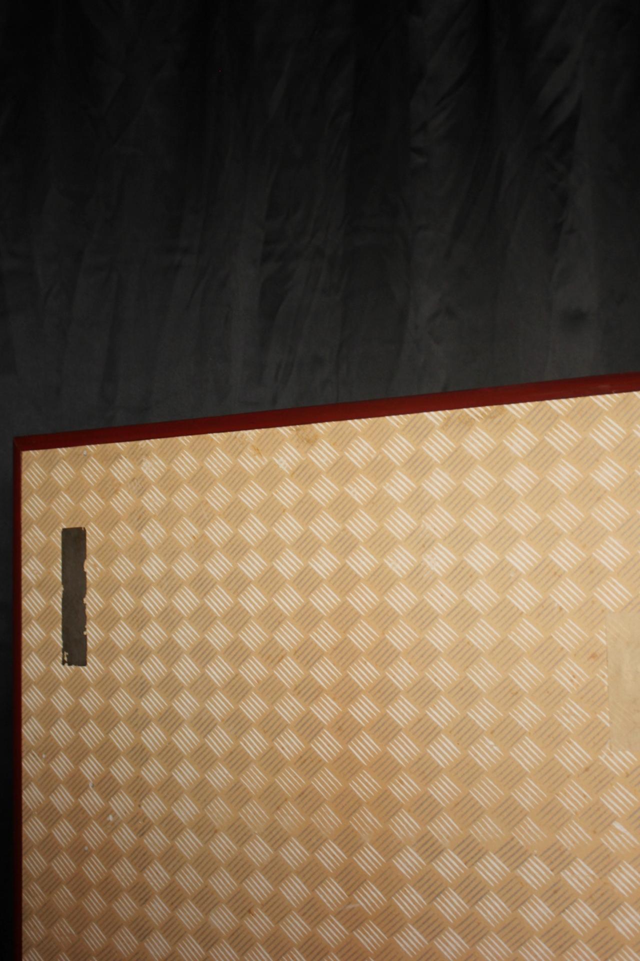 B21 Japanese Antiques 6panels, Silver Paper, folding Screen checkered pattern For Sale 13