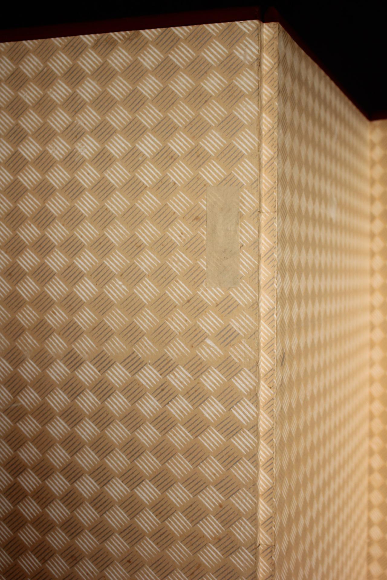 B21 Japanese Antiques 6panels, Silver Paper, folding Screen checkered pattern For Sale 14
