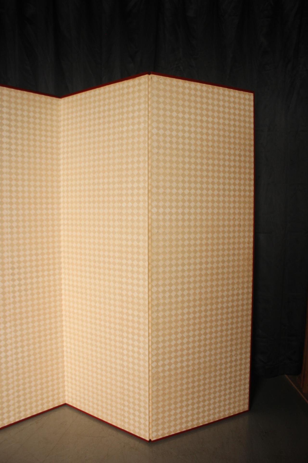 B21 Japanese Antiques 6panels, Silver Paper, folding Screen checkered pattern For Sale 15