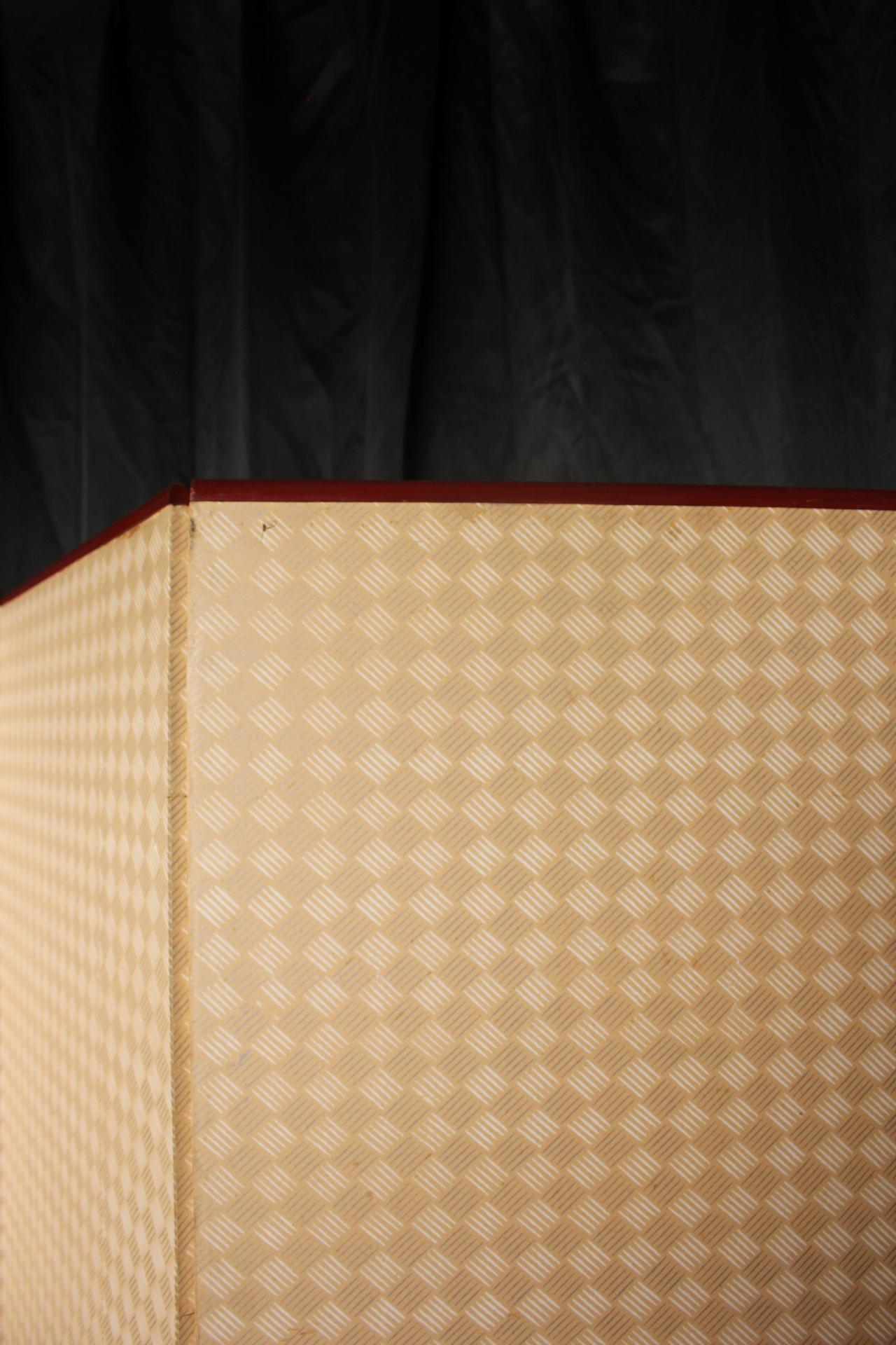 B21 Japanese Antiques 6panels, Silver Paper, folding Screen checkered pattern For Sale 16