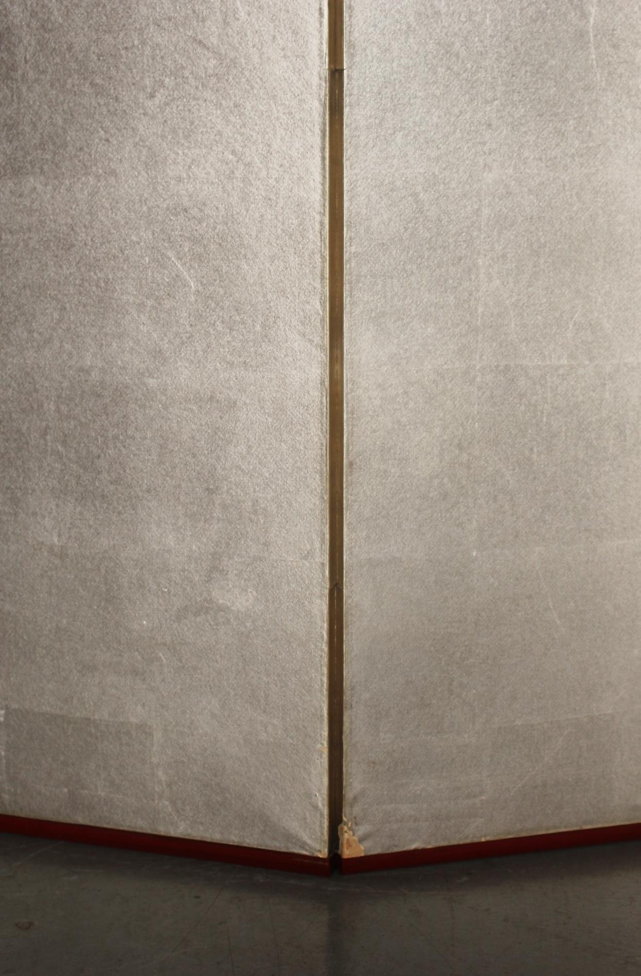B21 Japanese Antiques 6panels, Silver Paper, folding Screen checkered pattern For Sale 3