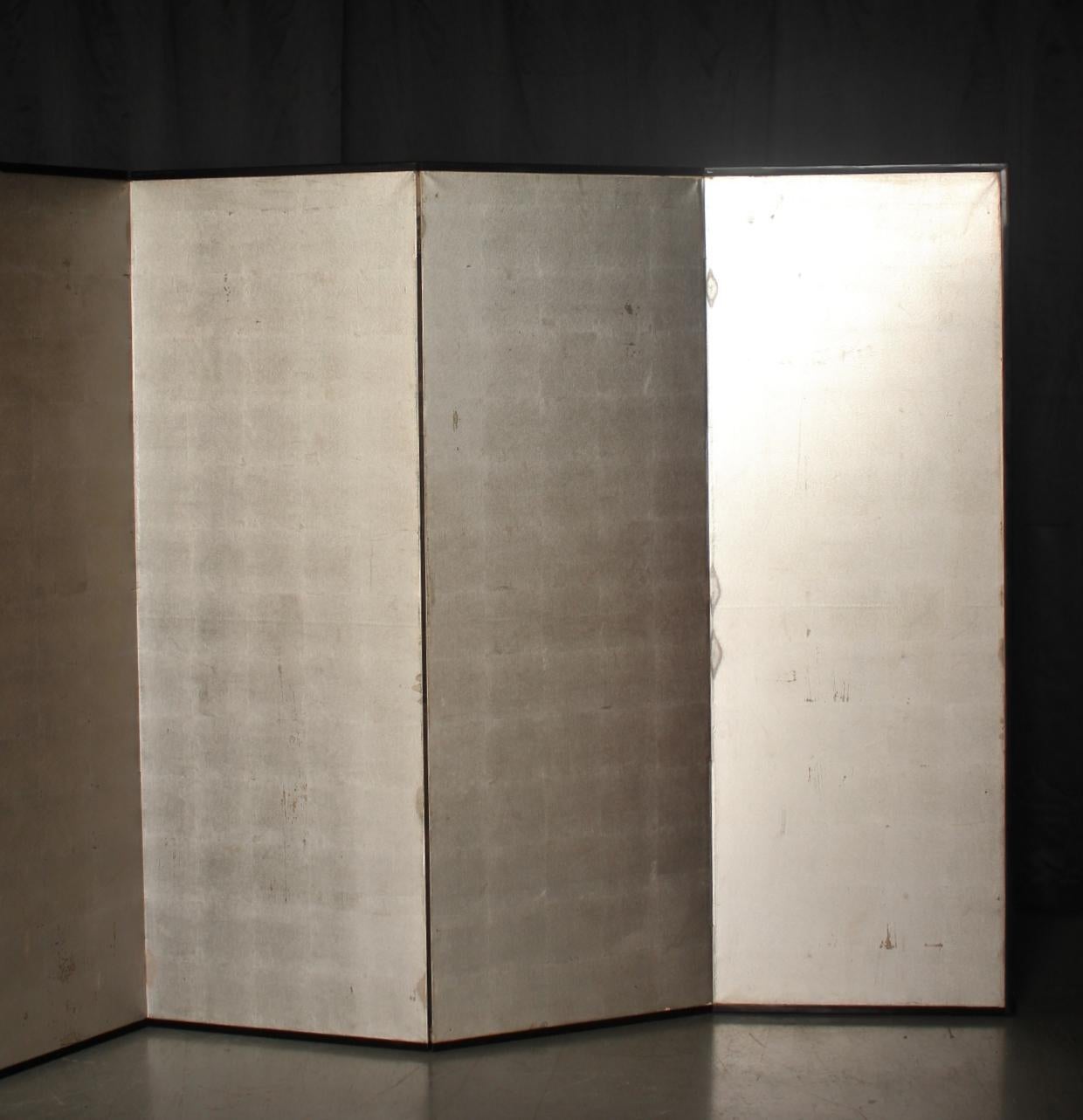 B22 Japanische Antiquitäten 6 Tafeln, Silberpapier, Faltenschirm im Angebot 5
