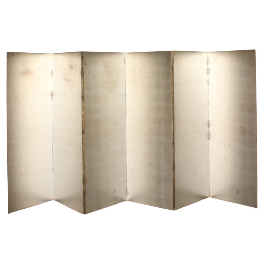 B22 Japanese Antiques 6panels, Silver Paper, folding Screen