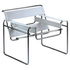 B3 Wassily Chair inOriginal White Fabric by Marcel Breuer for Bononia, 1970s